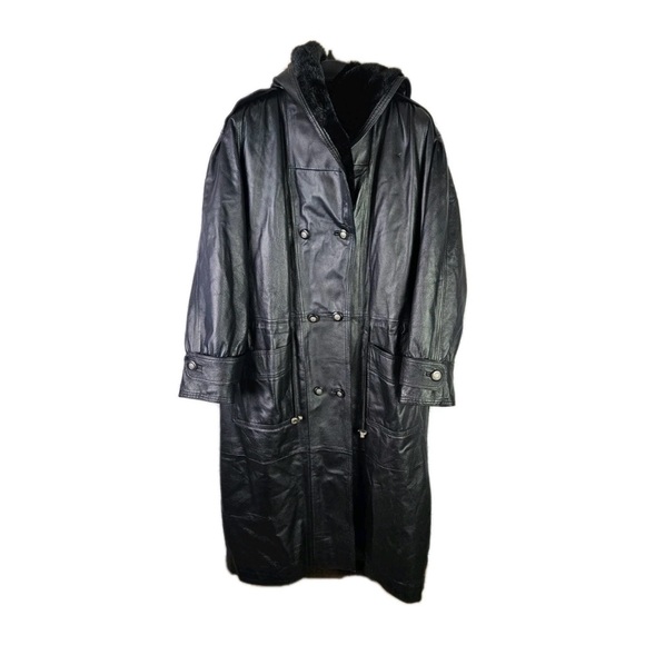 donna pelle Jackets & Blazers - leather trench coat with hood
